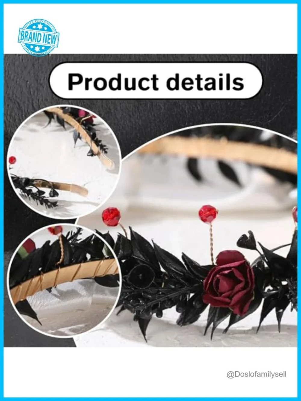 Handmade Gothic Flower Crown with Butterfly Design - Adjustable